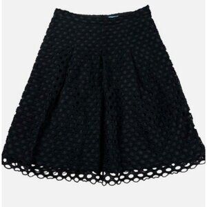 J. MCLAUGHLIN Black Layered Eyelet A-Line Pleated Midi-Length Skirt Size 2